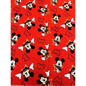 Disney Fabric Mickey & Stars on Red Poplin 2 Separate Yards Spring Creative
